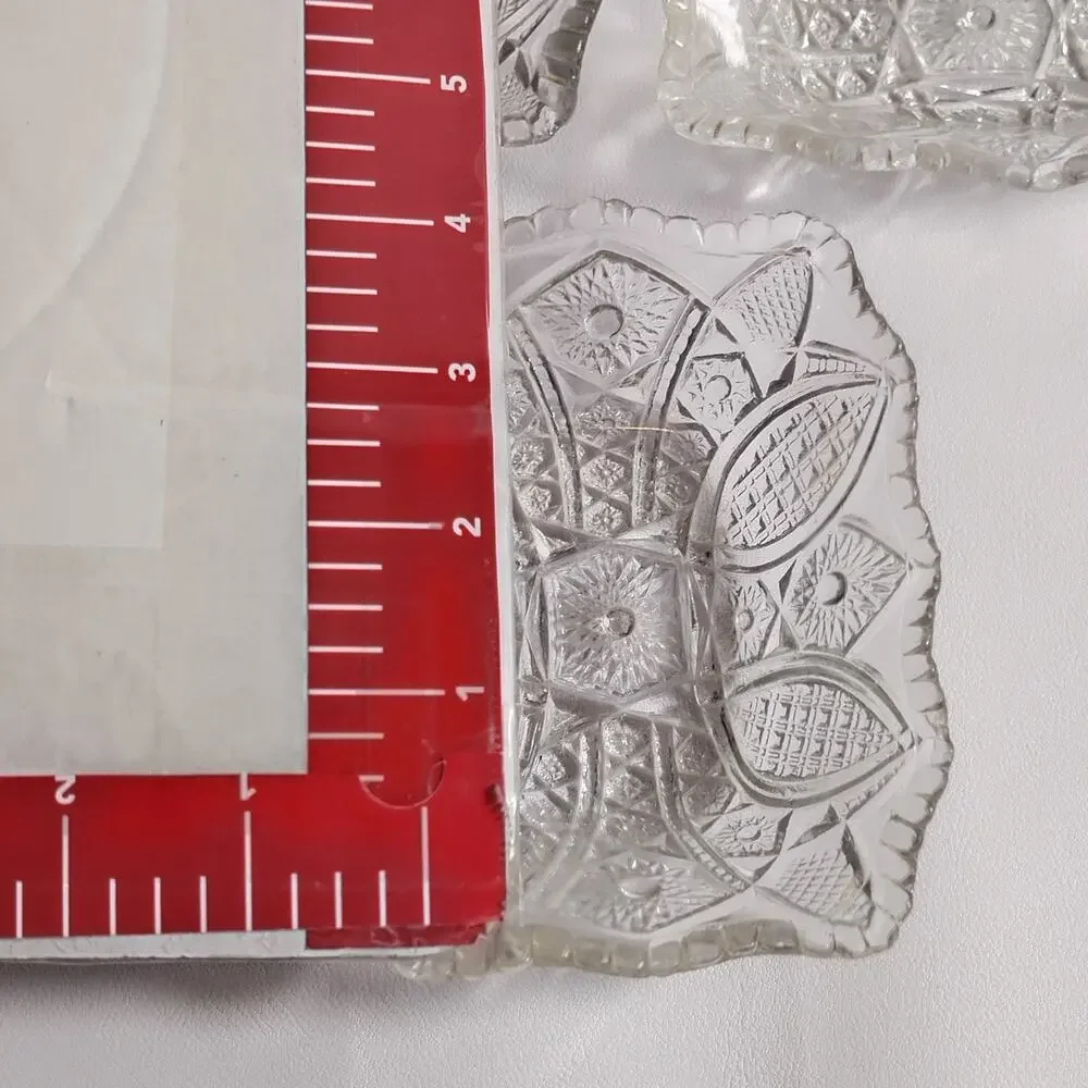 Indiana Glass Paneled Daisy Fruit Clear Pressed Glass Rectangle Dish 4x3 - (3)